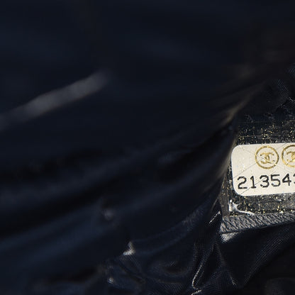 Chanel Distressed Patent Chevron Quilted Medium CC Crossing Cosmetic Case Navy 7 of 7