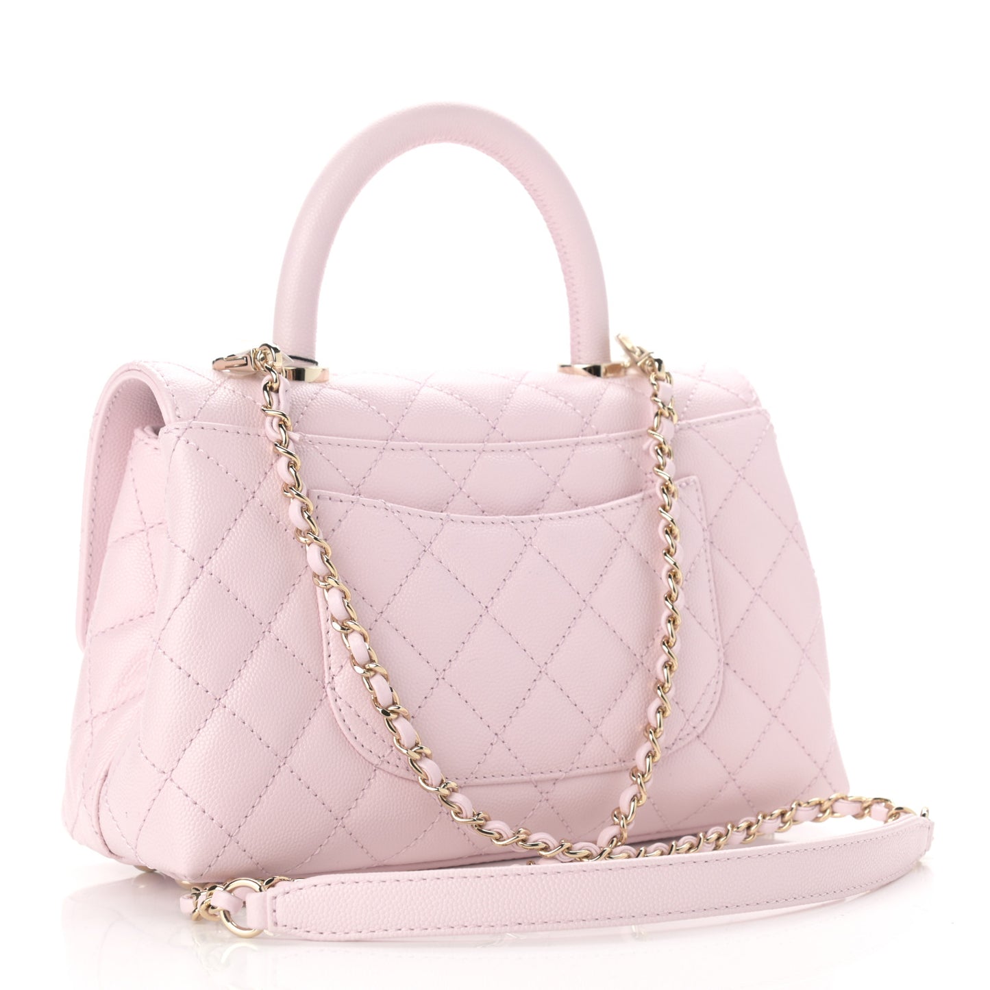 Caviar Quilted Mini Coco Handle Flap Light Pink