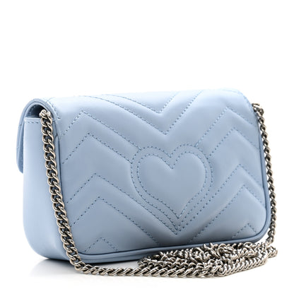 Gucci Calfskin Matelasse Super Mini GG Marmont Shoulder Bag Porcelain Light Blue 3 of 11