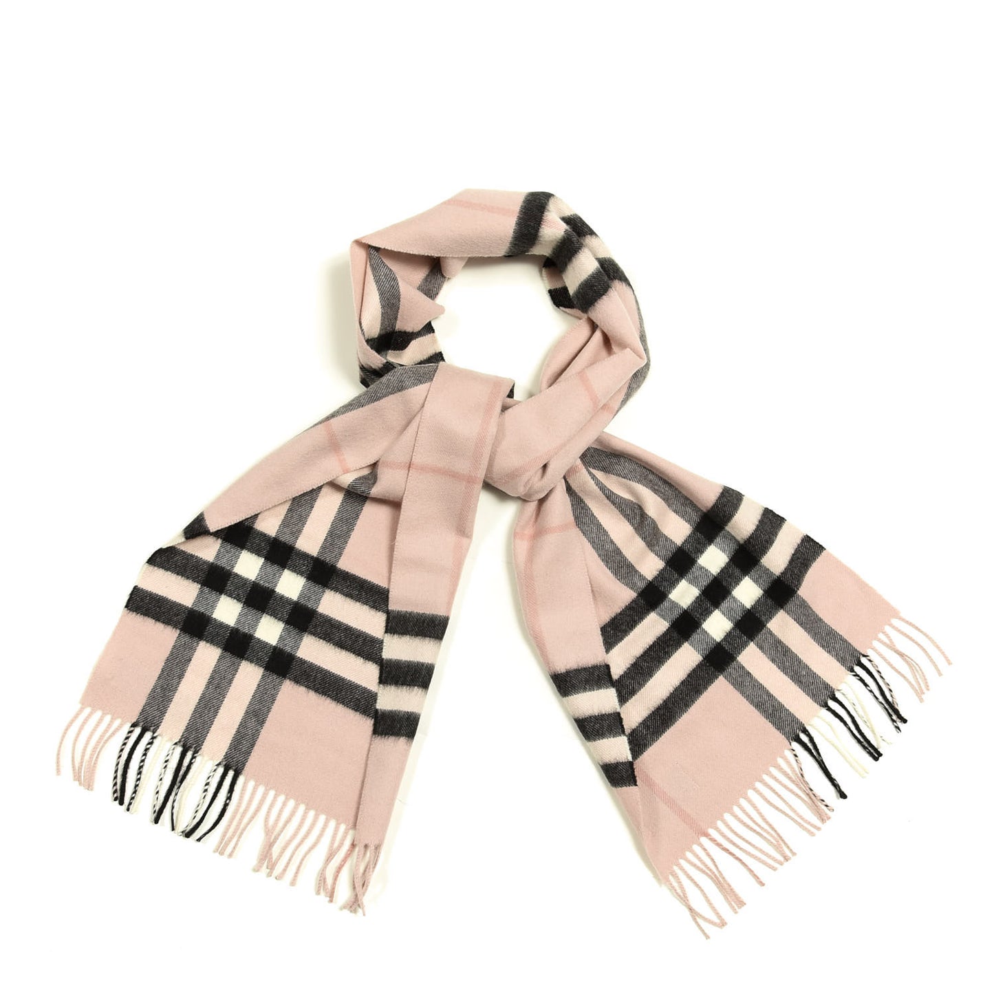 Cashmere Giant Heritage Check Fringe Scarf Ash Rose