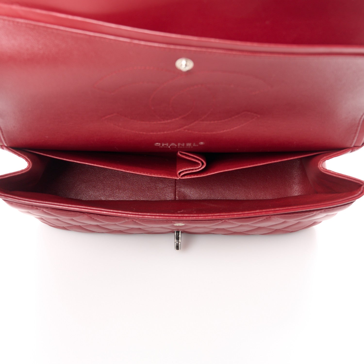 Chanel Lambskin Quilted Jumbo Double Flap Dark Red 5 of 11