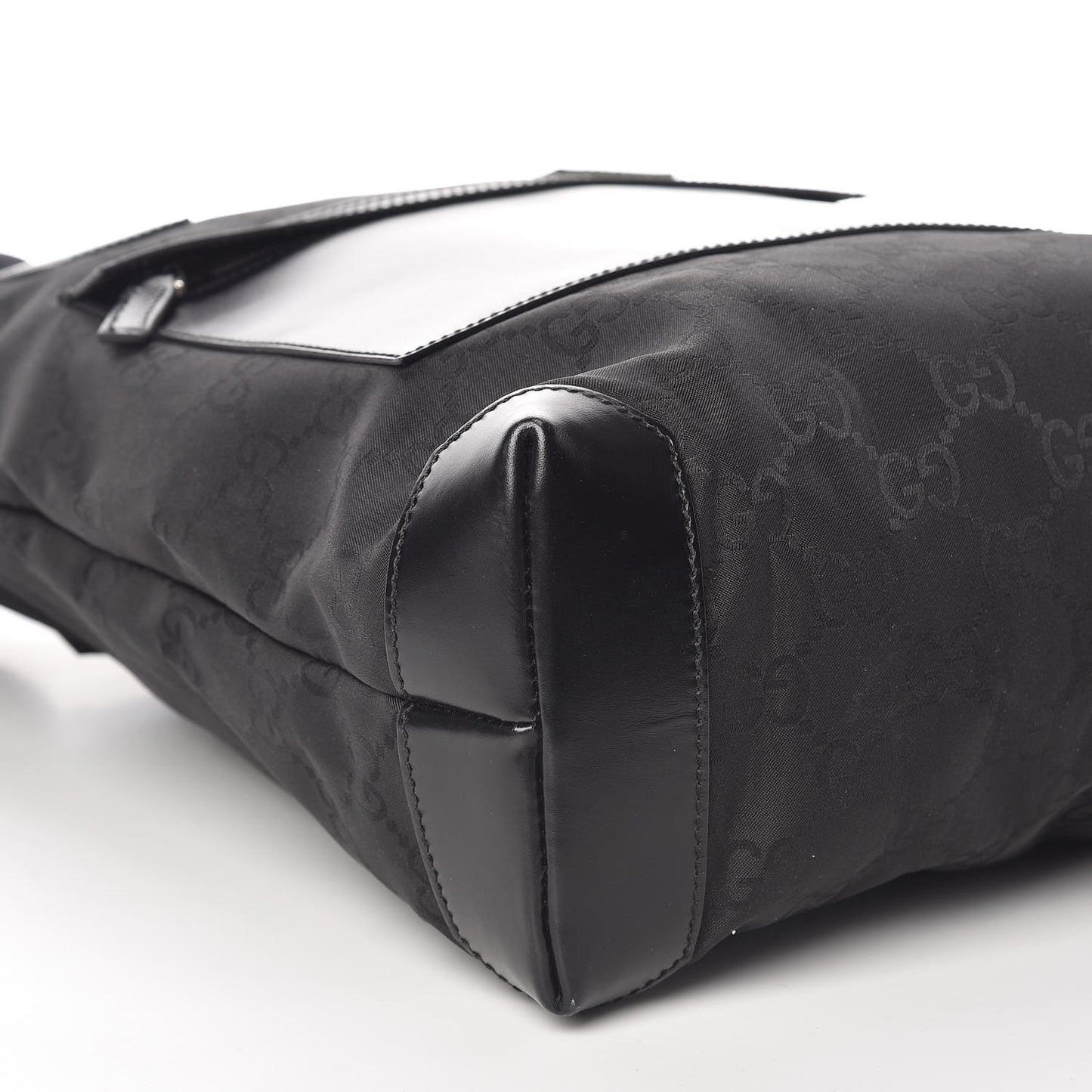 Nylon Calfskin Monogram Tall Tote Black