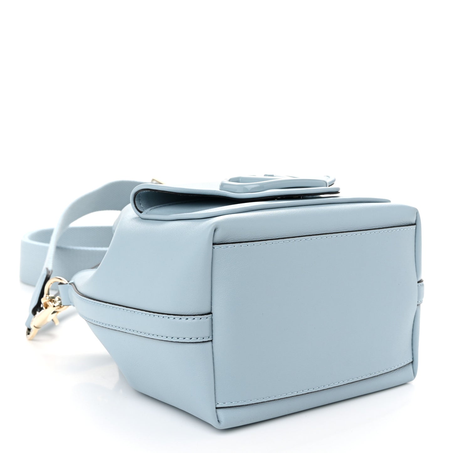 Calfskin Vlogo Small Loco Drawstring Bucket Bag Light Blue