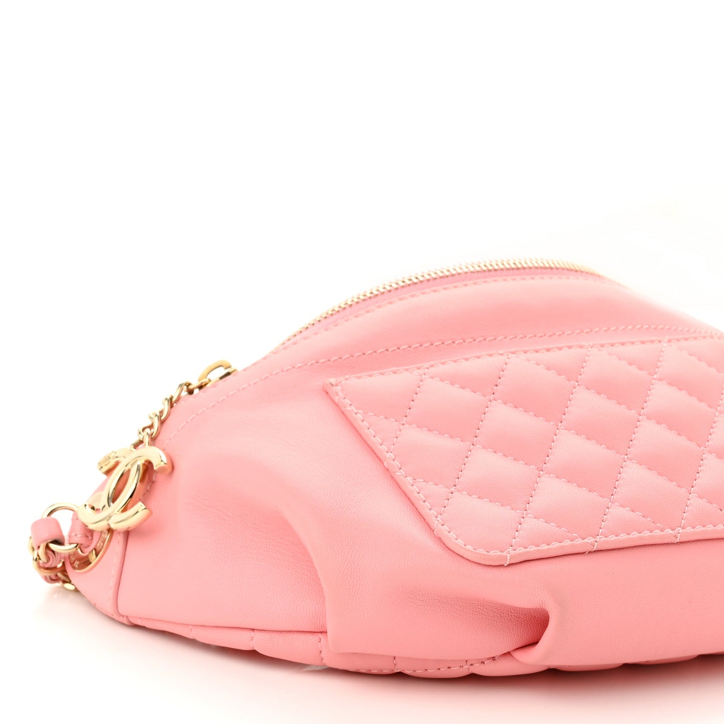 Lambskin Quilted Bi Waist Bag Fanny Pack Pink