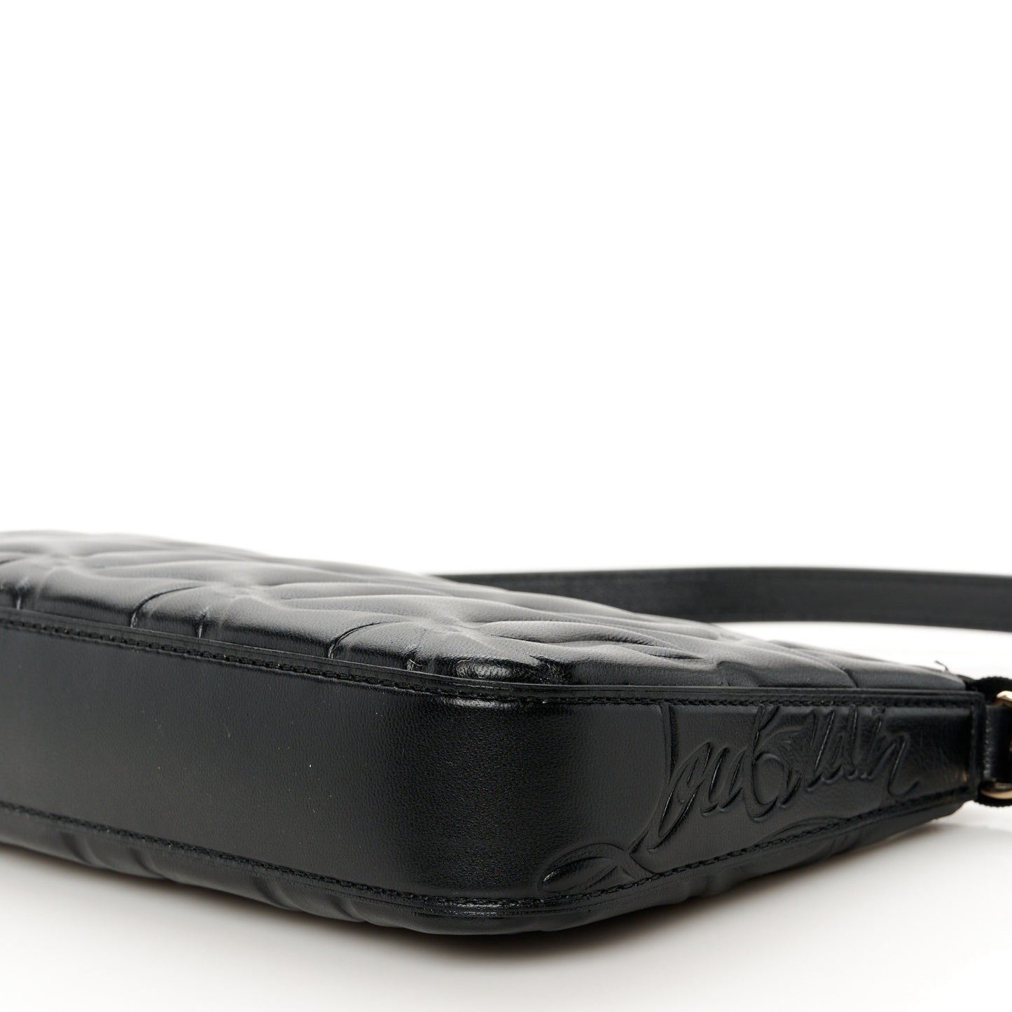Calfskin Embossed Loubila Shoulder Bag Black