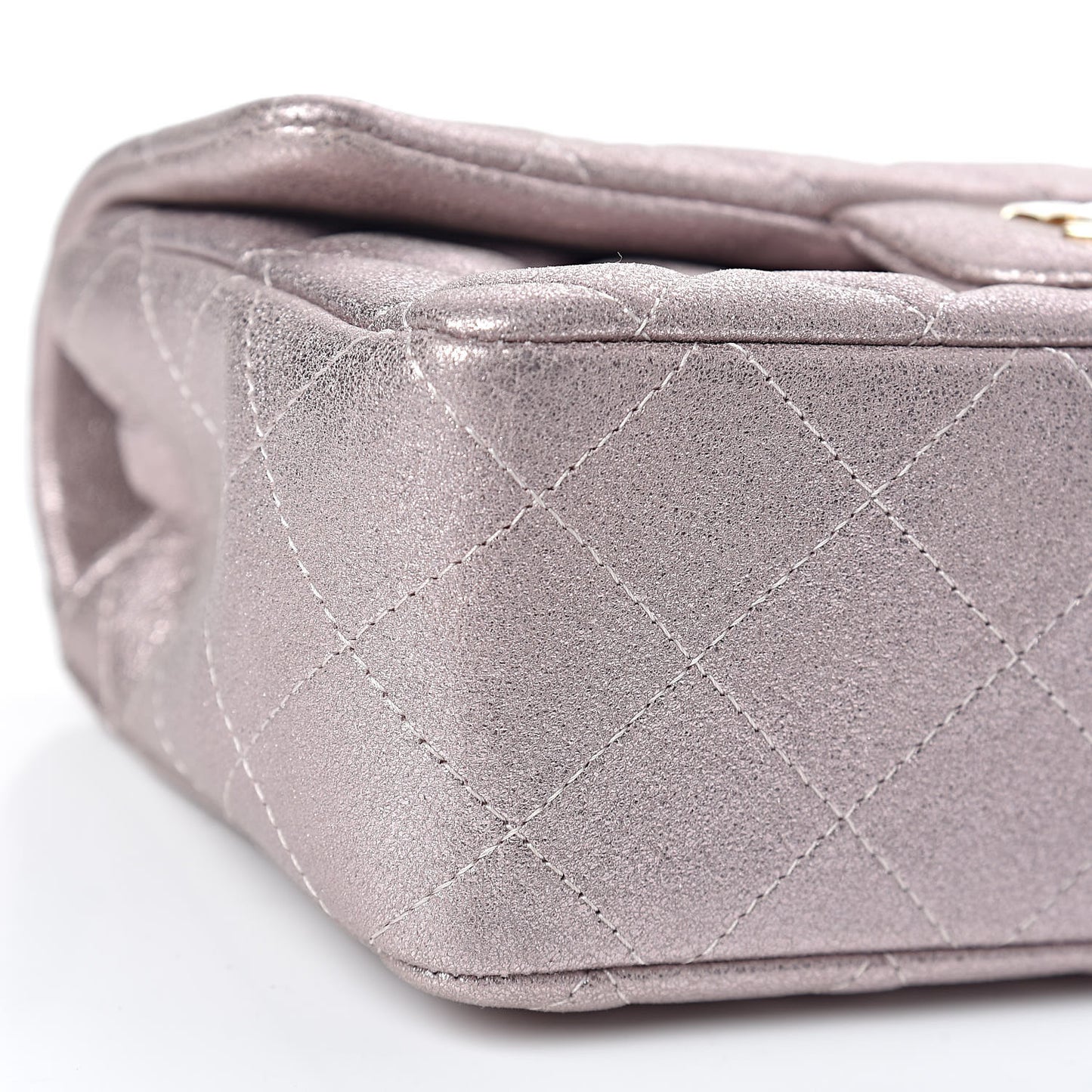 Metallic Goatskin Quilted Mini Rectangular Flap Pink