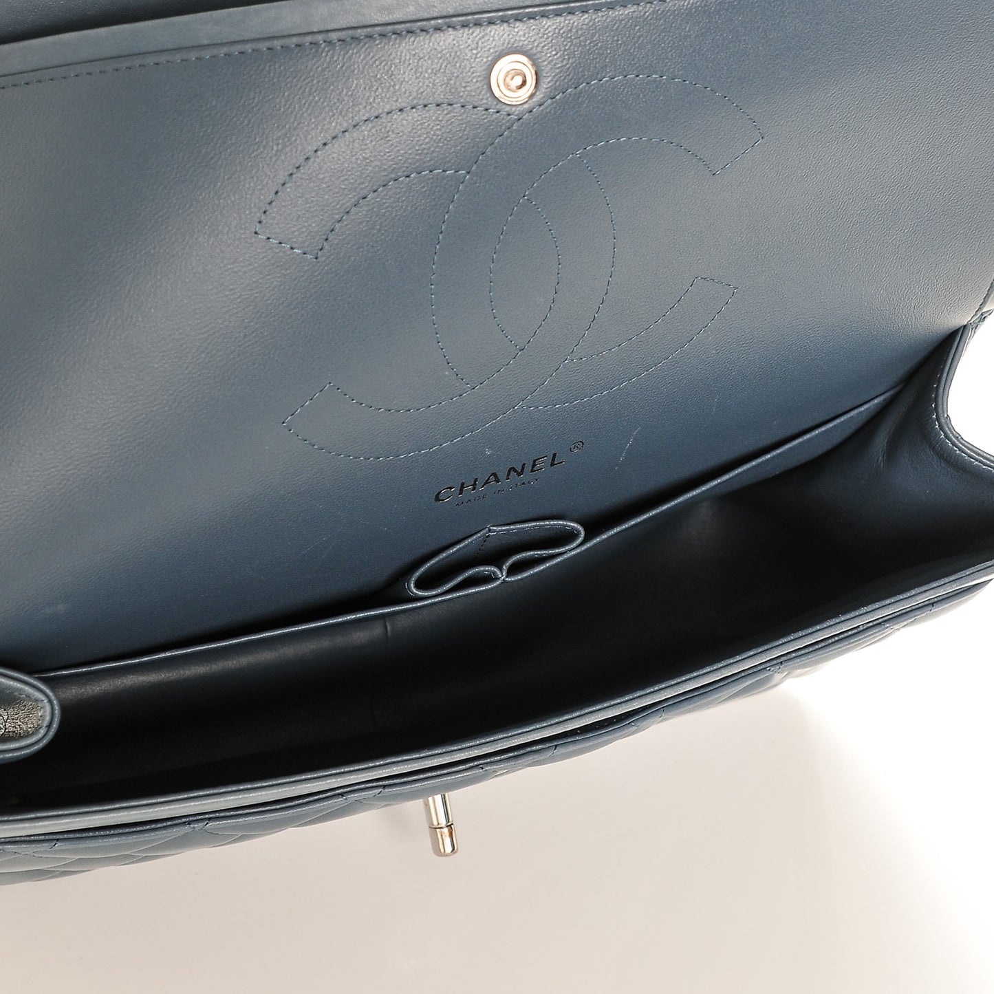 Lambskin Quilted Jumbo Double Flap Blue