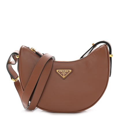 Prada Soft Calfskin Arque Shoulder Bag Cognac 1 of 13