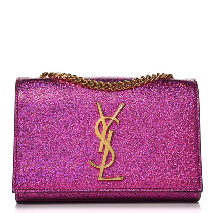Saint Laurent Metallic Calfskin Small Classic Monogram Kate Satchel Fuchsia 1 of 7