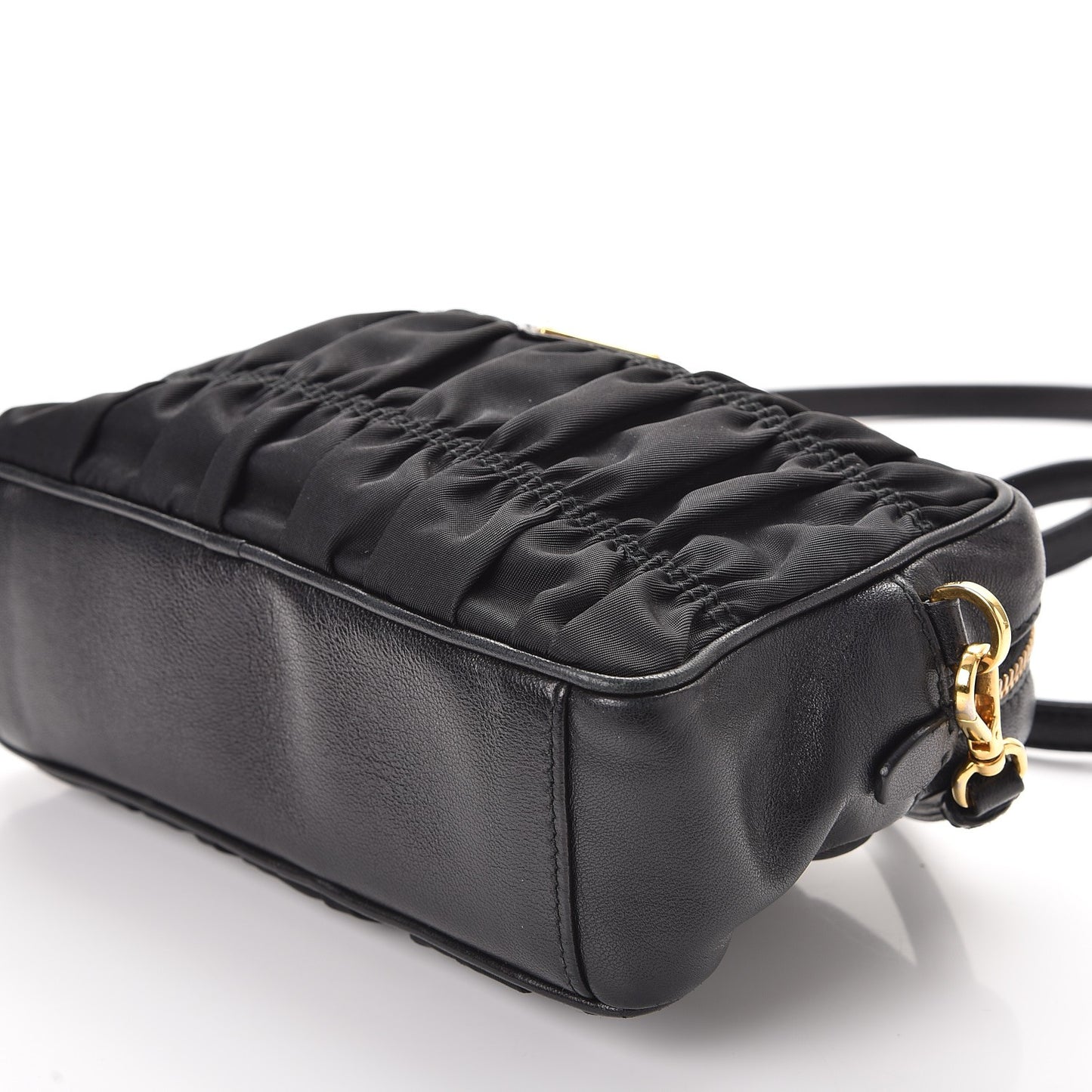Tessuto Nylon Calf Gaufre Camera Crossbody Nero Black
