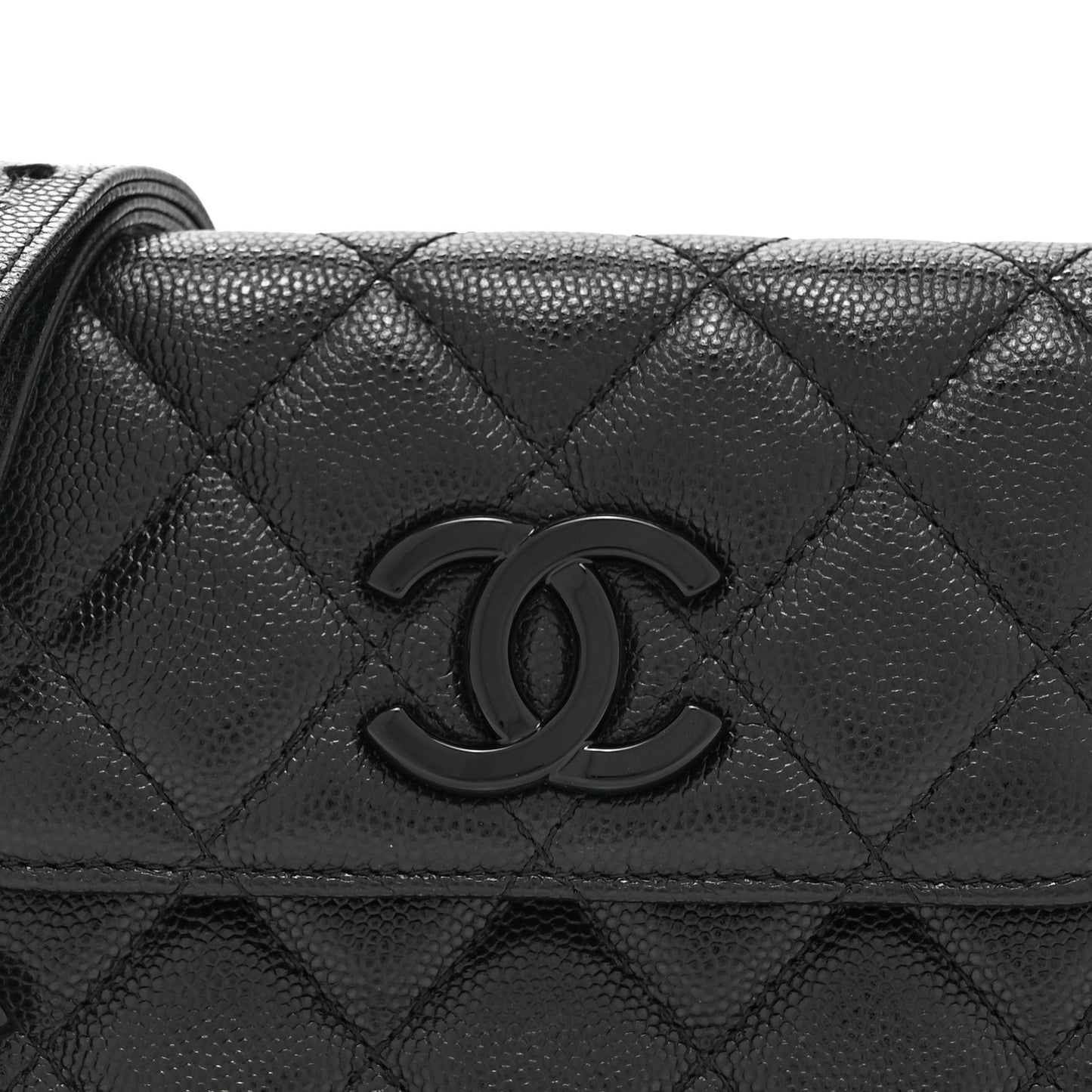 Caviar Quilted My Everything Belt Flap Card Holder Black