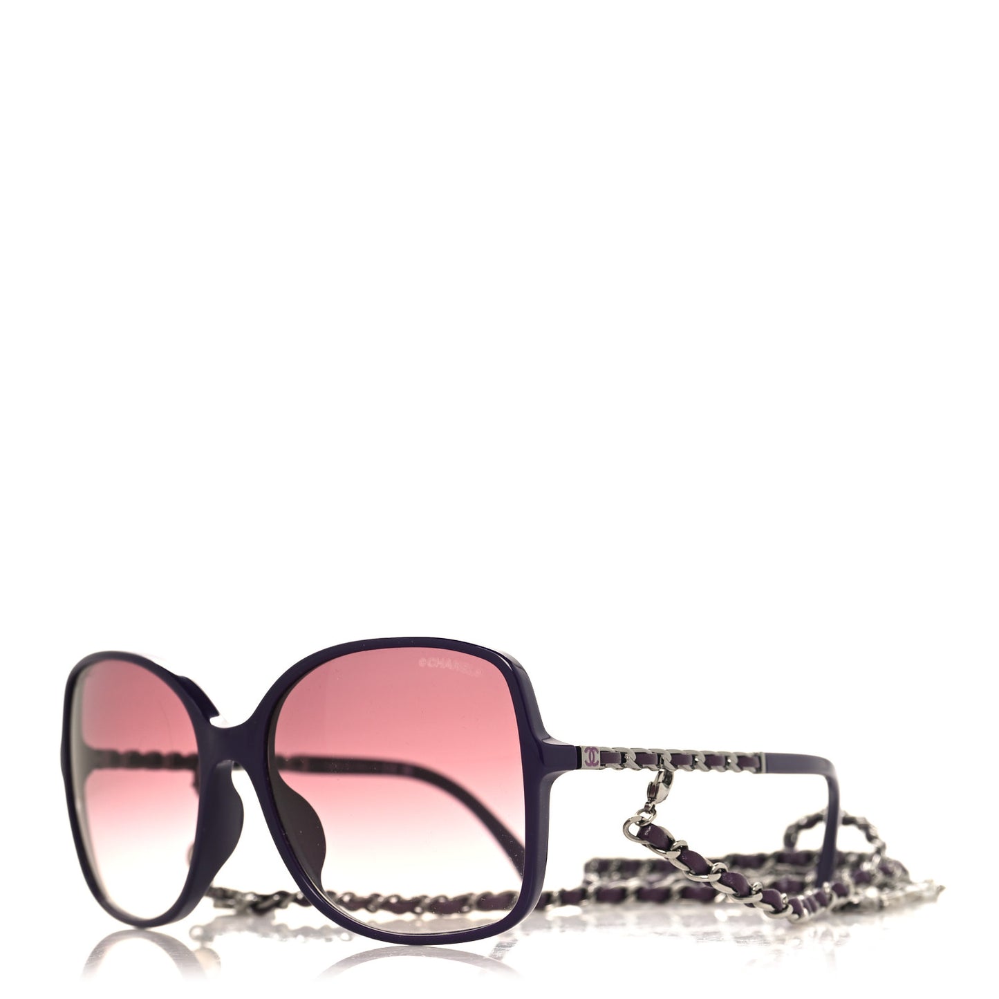 Acetate Metal Lambskin Square Chain Sunglasses 5210-Q-A Purple