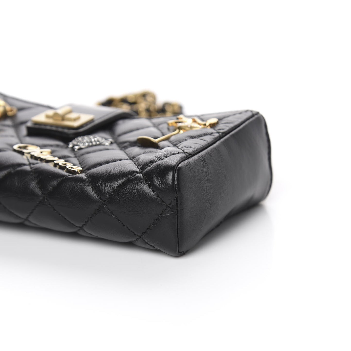 Aged Calfskin Lucky Charms 2.55 Reissue Mini Clutch With Chain Black