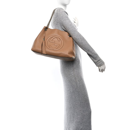 Gucci Pebbled Calfskin Medium Soho Chain Shoulder Bag Camelia 2 of 11
