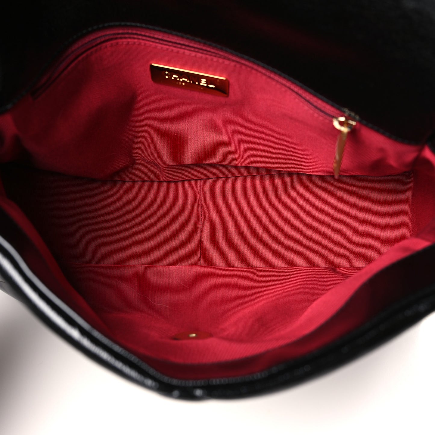 Shiny Crumpled Calfskin Quilted Large Chanel 19 Flap Black