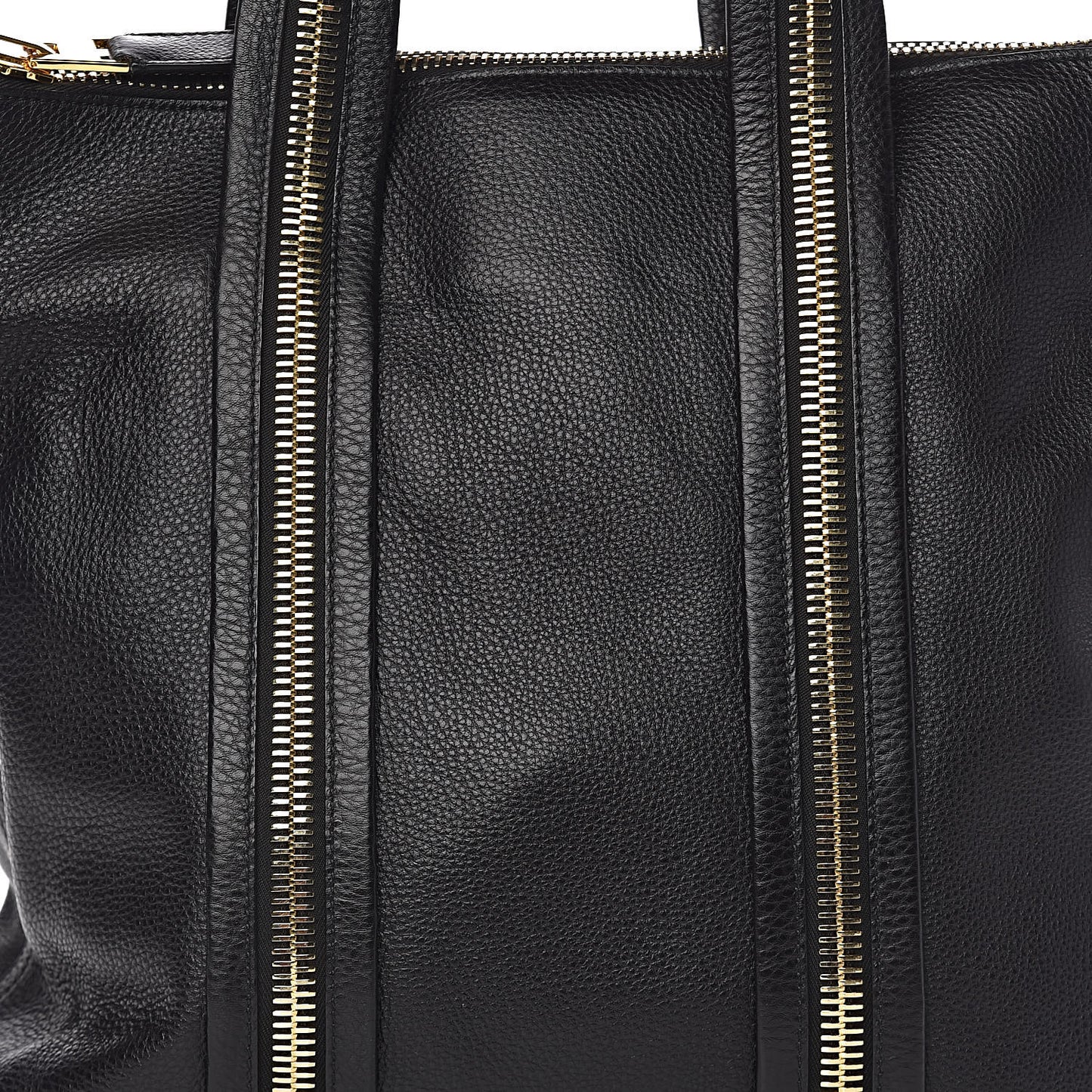 Pebbled Calfskin Medium Amber Zip Tote Black
