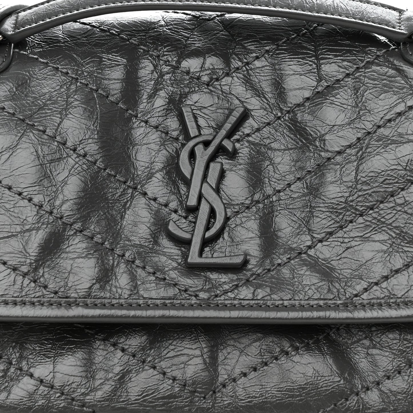 Crinkled Calfskin Matelasse Monogram Baby Niki Chain Satchel Storm