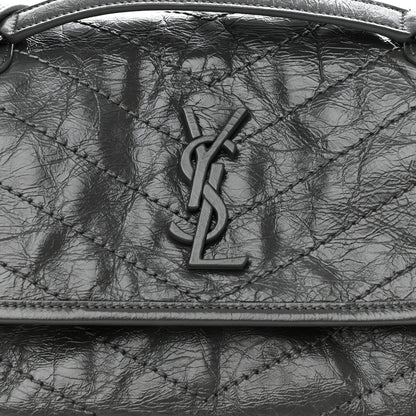 Saint Laurent Crinkled Calfskin Matelasse Monogram Baby Niki Chain Satchel Storm 8 of 11