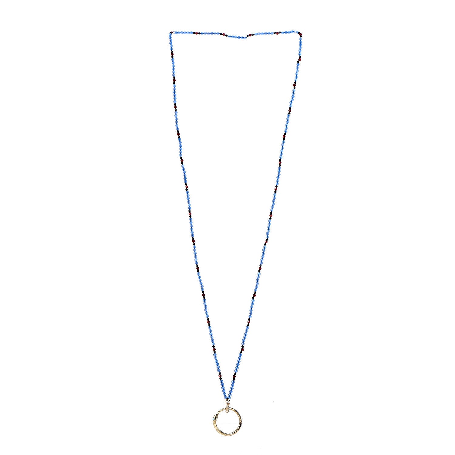 Gucci 18K Yellow Gold Chalcedony Turquoise Ouroboros Pendant Necklace 3 of 6