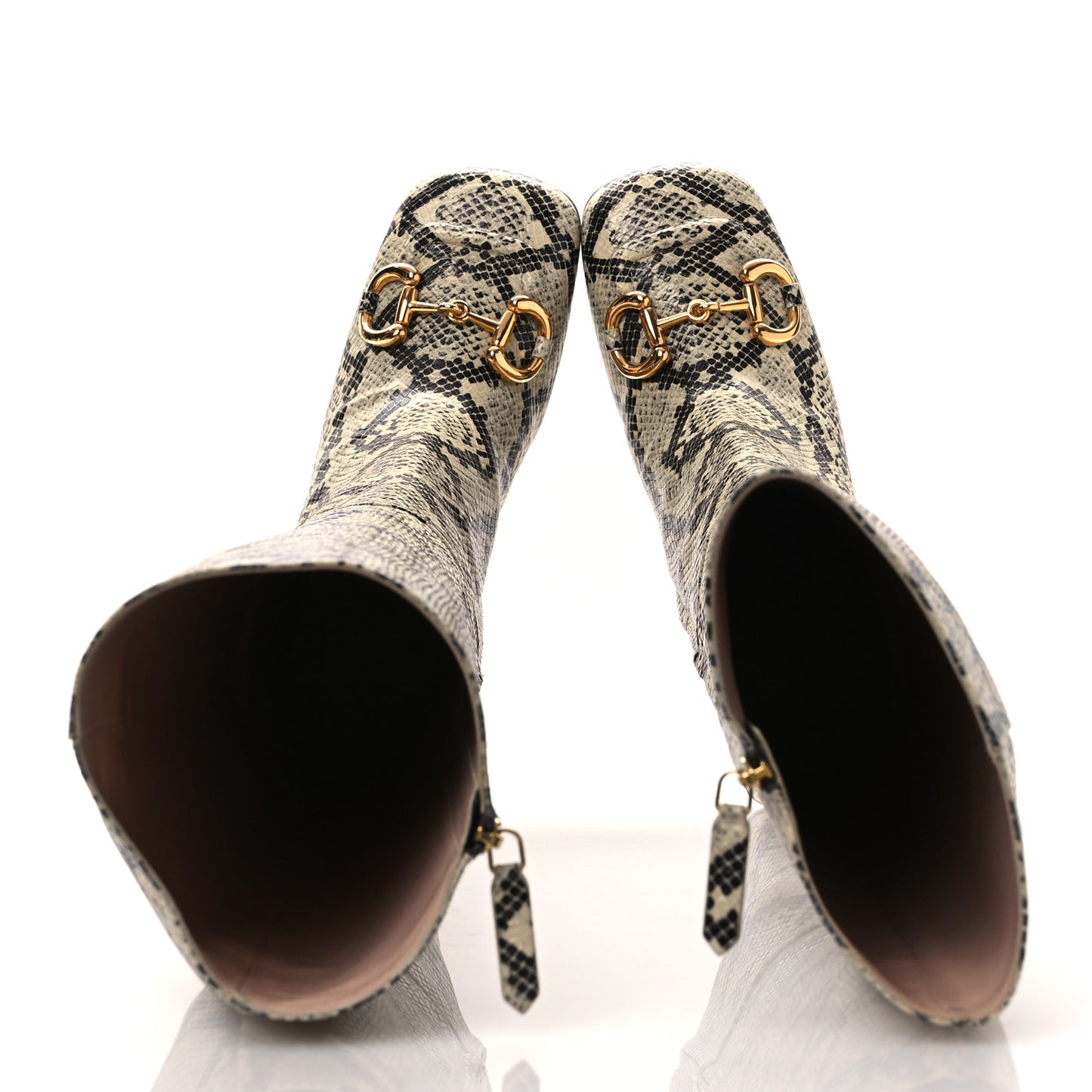 Calfskin Snakeskin Embossed Charlotte Horsebit 55mm Knee High Boots 38.5 Multicolor