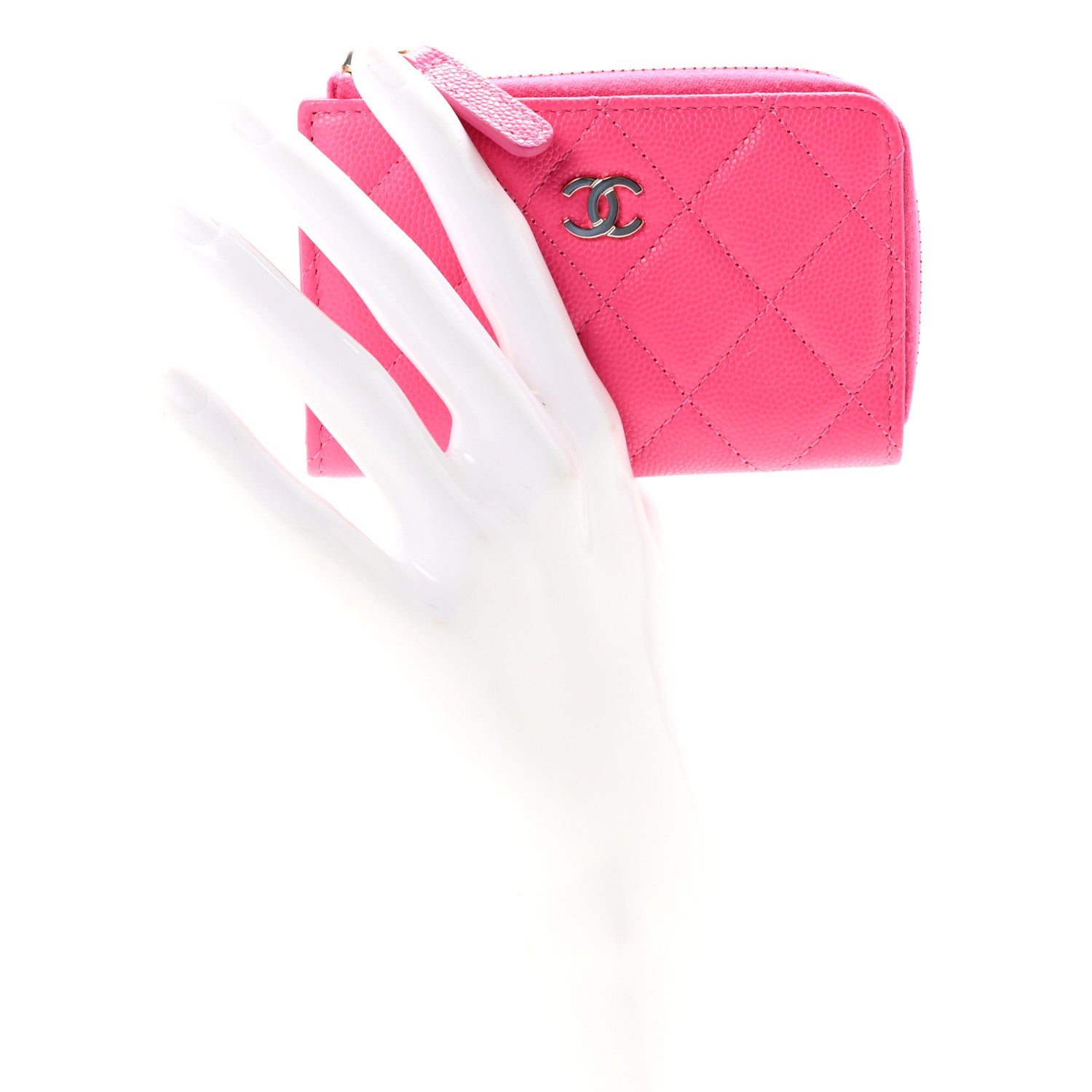 Chanel Caviar Quilted Zipped Key Holder Case Pink 2 of 7