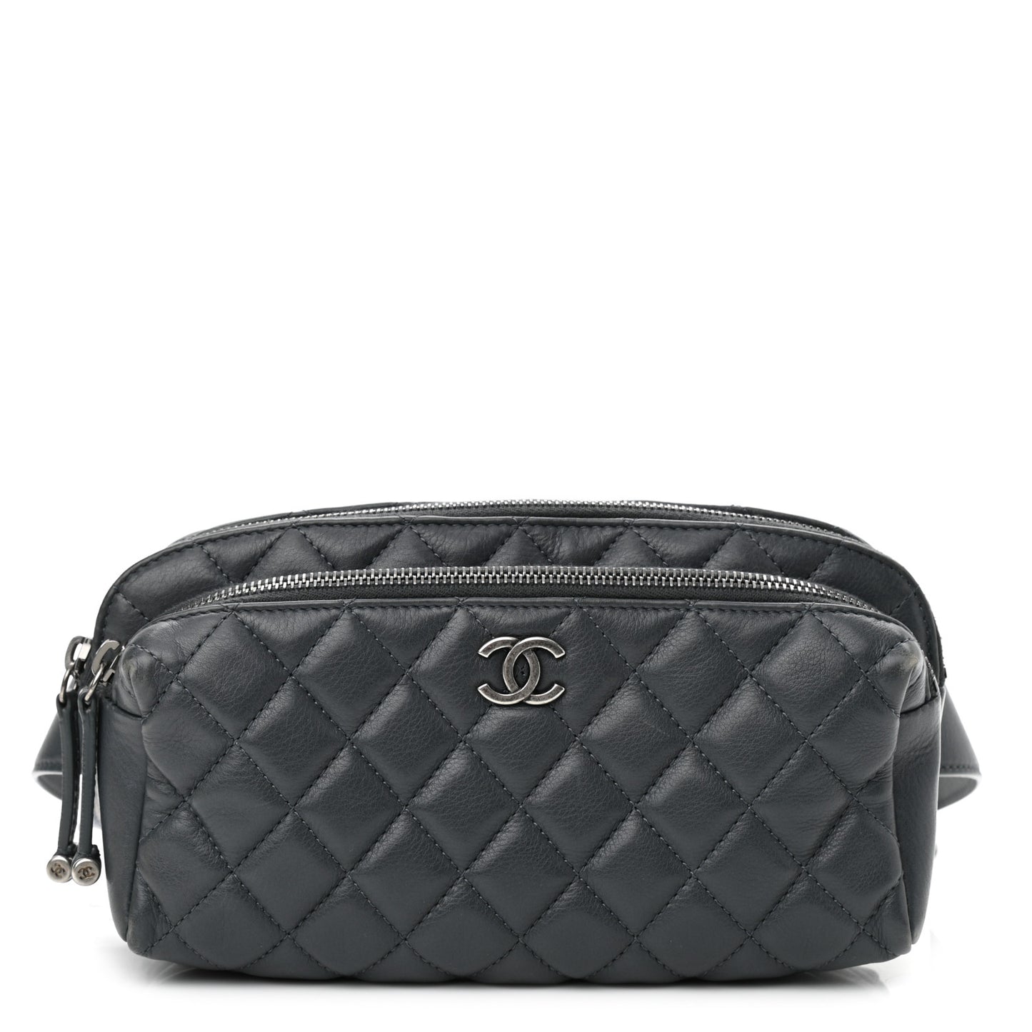 Calfskin Quilted Waist Bag Dark Grey