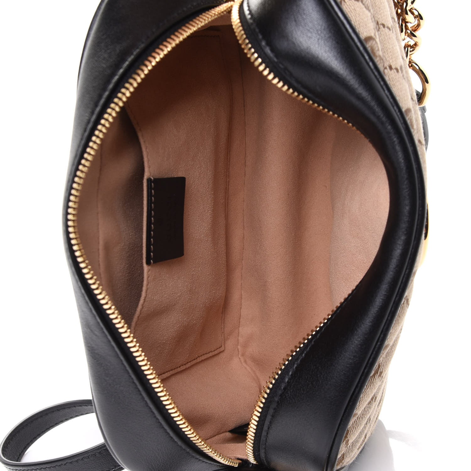 Gucci Monogram Matelasse Diagonal Small GG Marmont Chain Shoulder Bag Beige Black 4 of 4