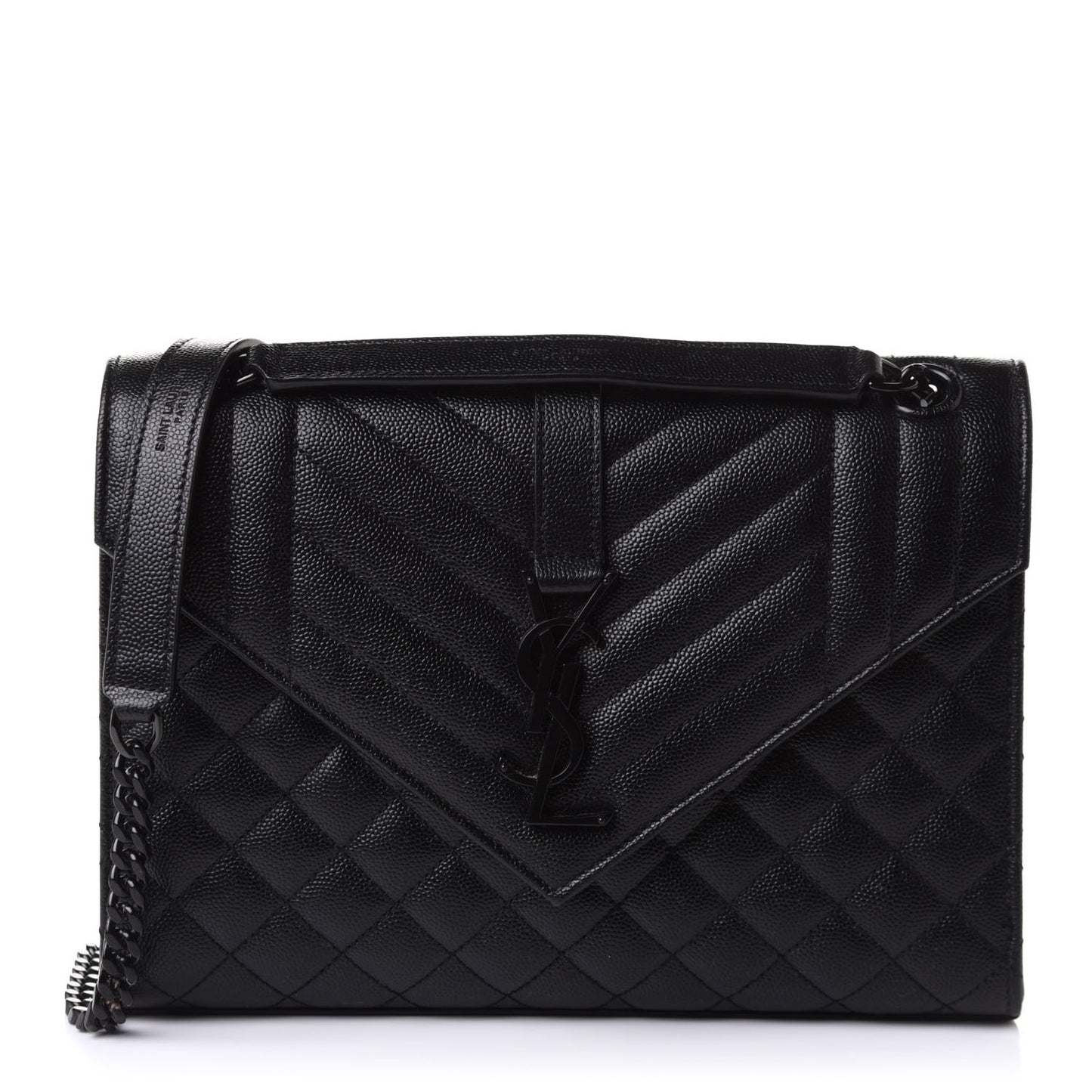 Grain De Poudre Textured Mixed Matelasse Triquilt Medium Monogram Satchel Black