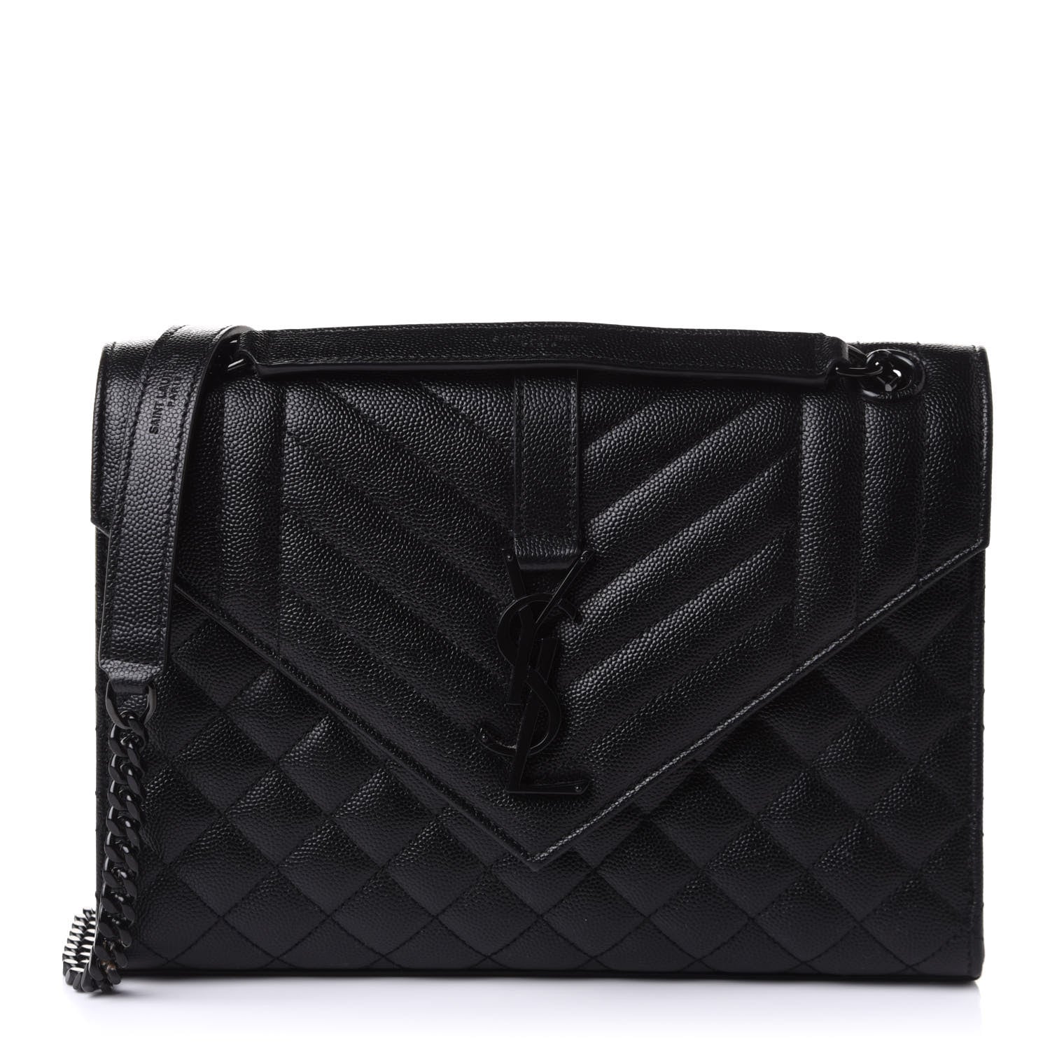 Saint Laurent Grain De Poudre Textured Mixed Matelasse Triquilt Medium Monogram Satchel Black 1 of 10