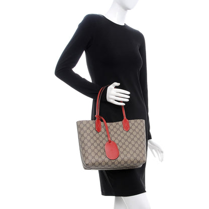 Gucci GG Supreme Monogram Small Reversible Tote Beige Red 2 of 9