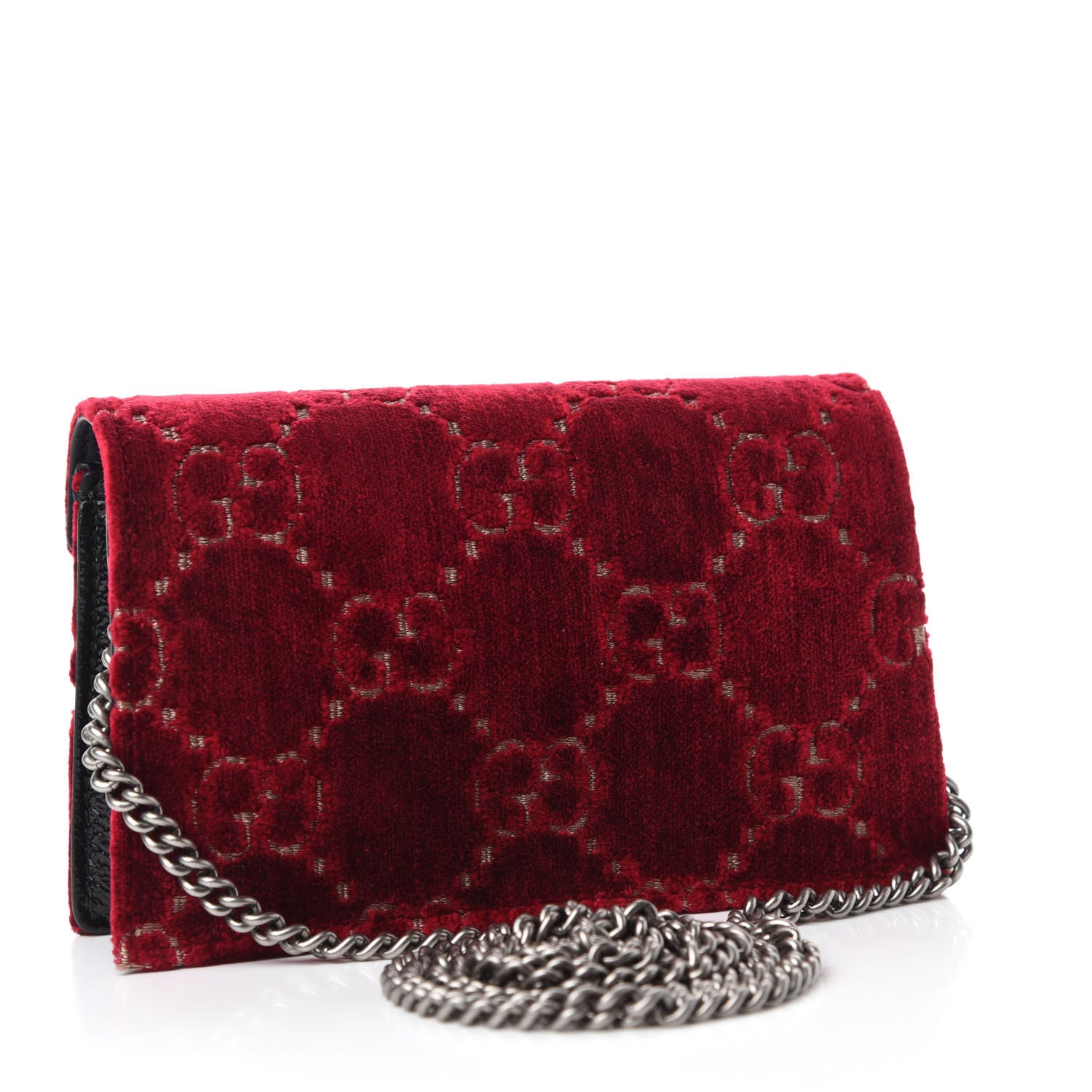 Gucci Velvet GG Monogram Super Mini Dionysus Shoulder Bag Red Cipria Black 3 of 9