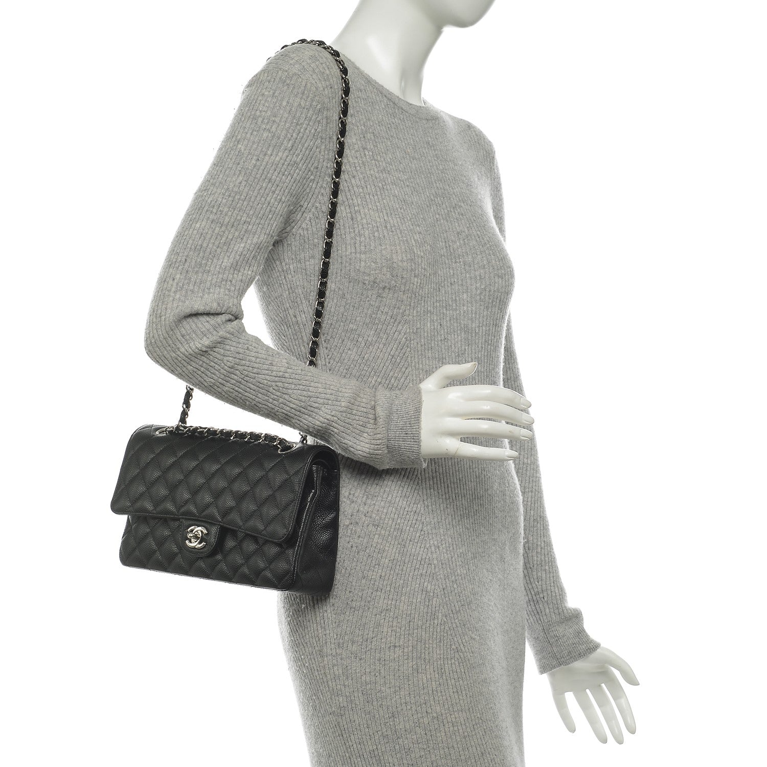 Chanel Caviar Quilted Medium Double Flap Black 2 of 7