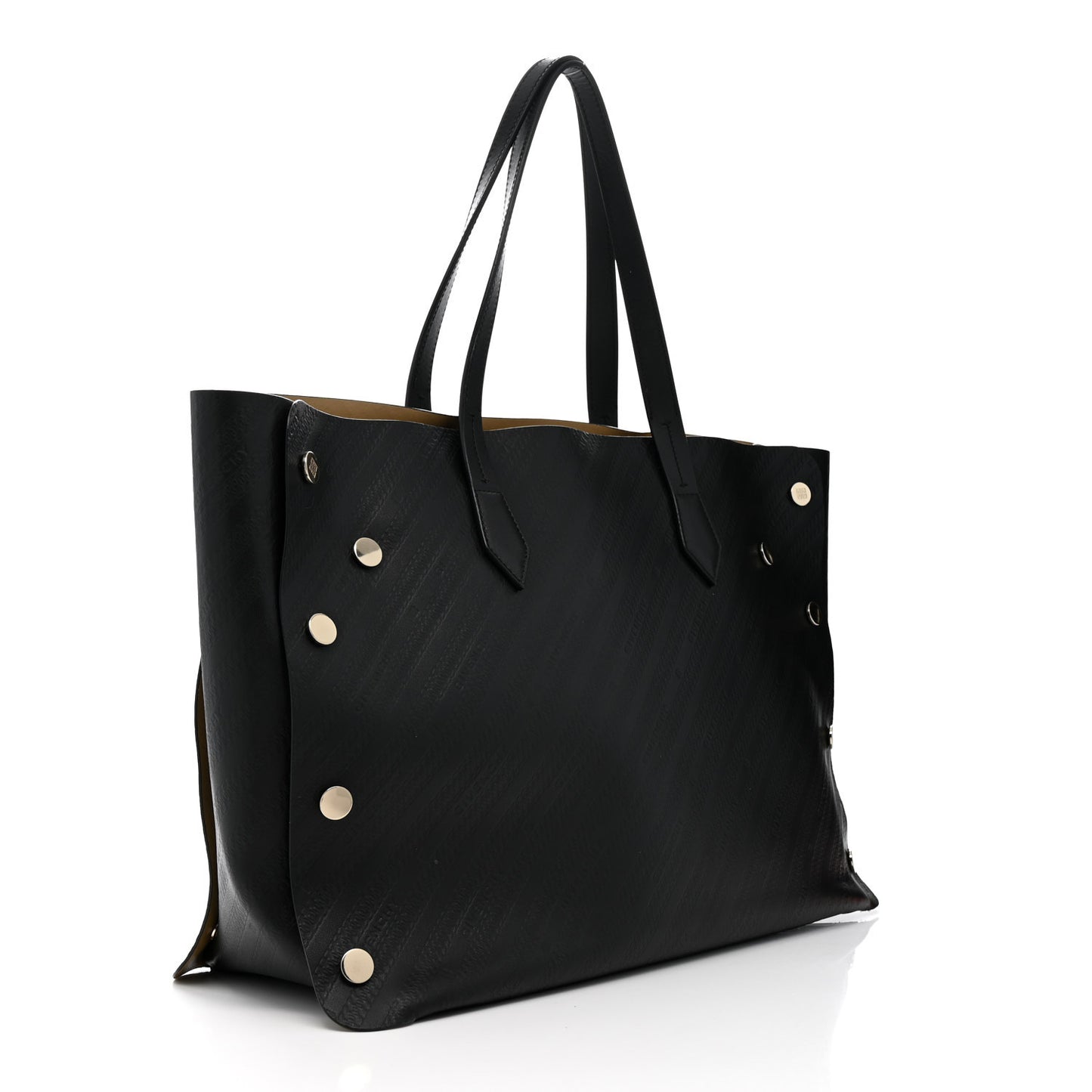 Calfskin Chain Embossed Medium Bond Shopper Tote Black