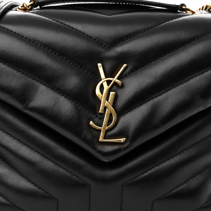 Saint Laurent Calfskin Y Quilted Monogram Small Loulou Chain Satchel Black 7 of 9
