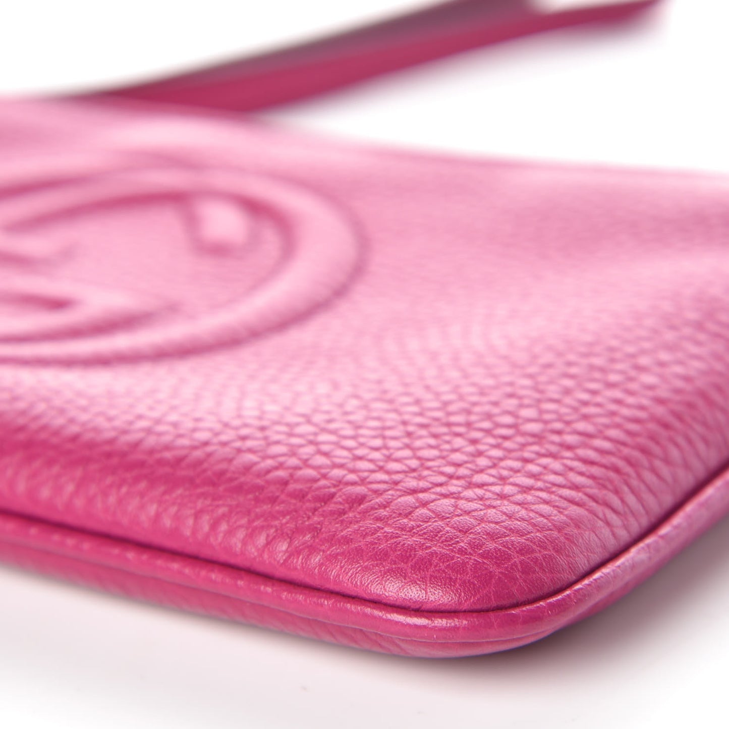 Pebbled Calfskin Soho Wristlet Bright Bougainvillea