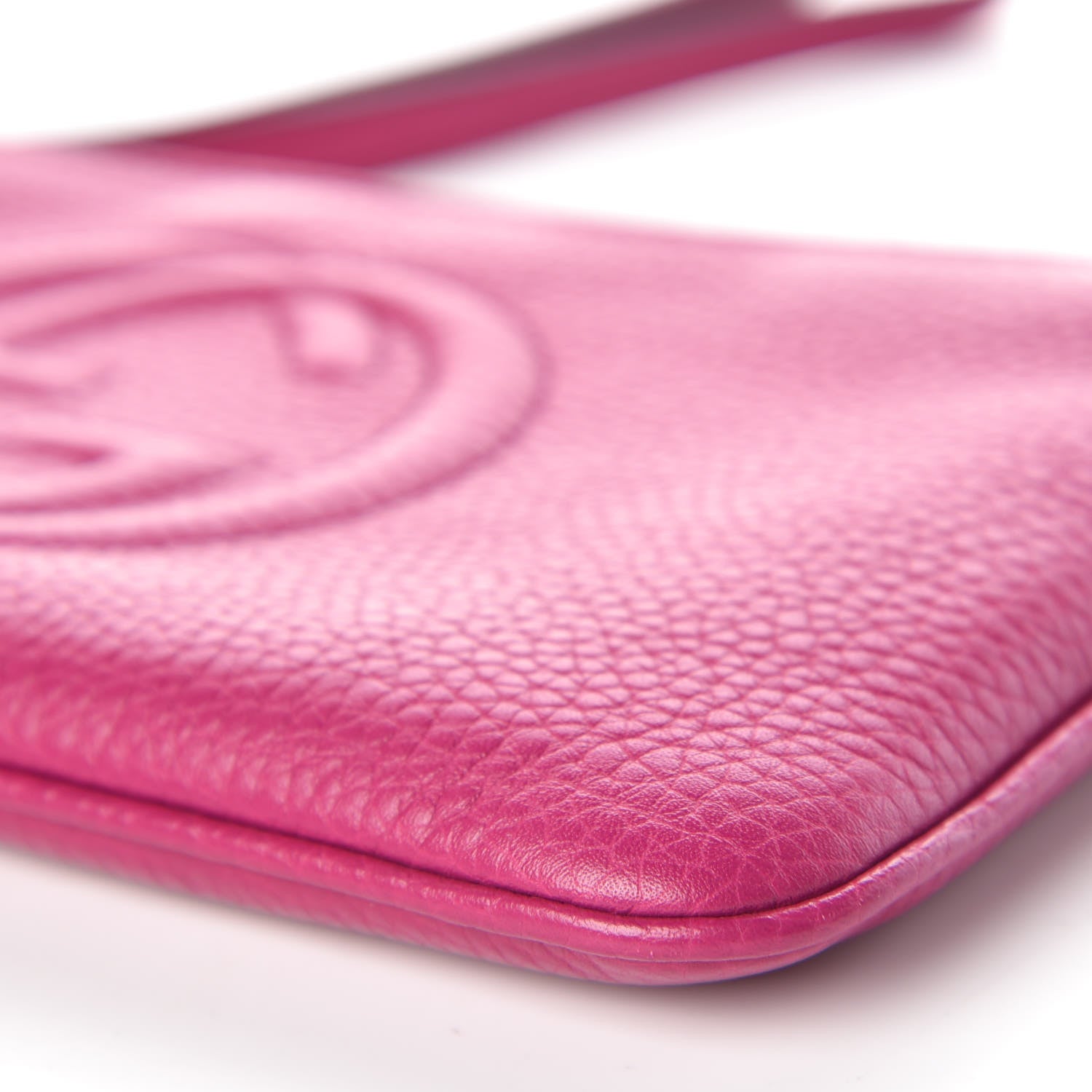 Gucci Pebbled Calfskin Soho Wristlet Bright Bougainvillea 9 of 11