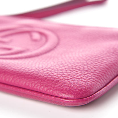 Gucci Pebbled Calfskin Soho Wristlet Bright Bougainvillea 9 of 11