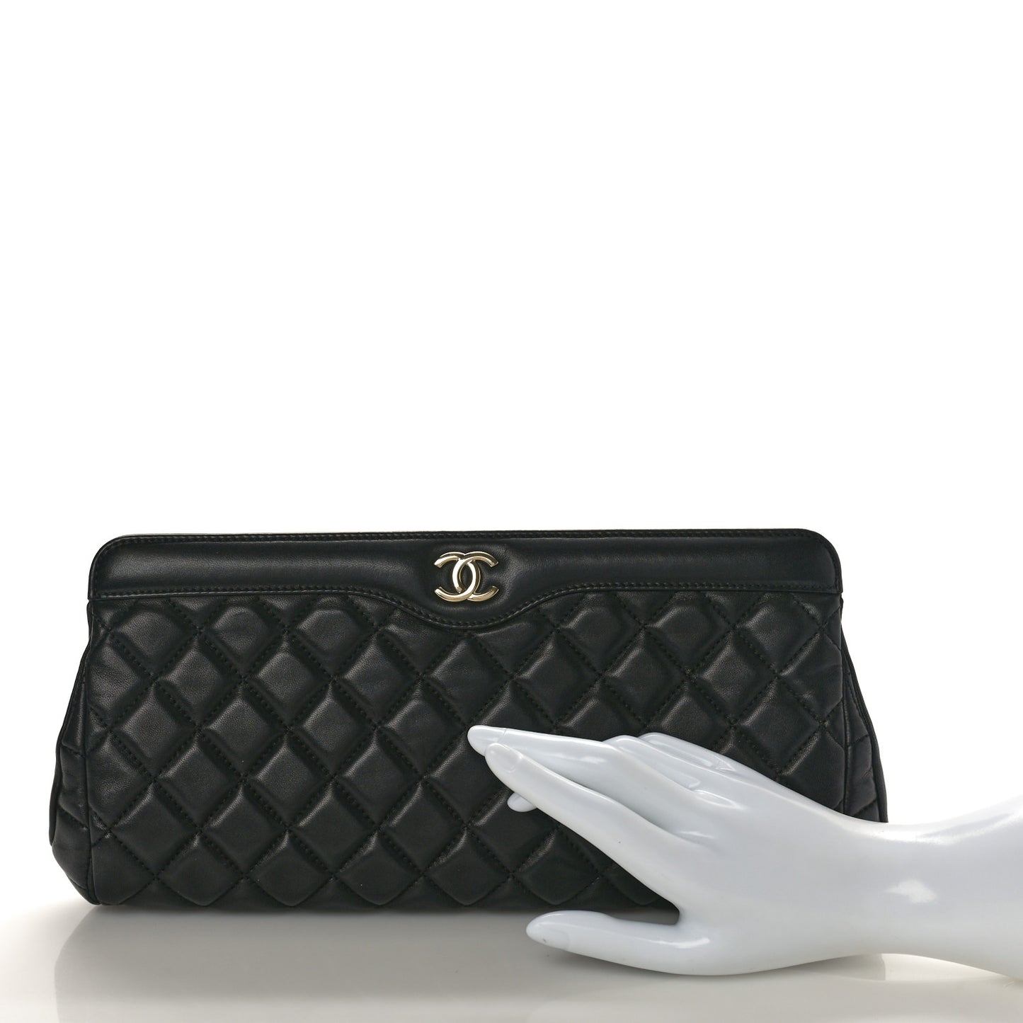 Lambskin Quilted Clutch Black