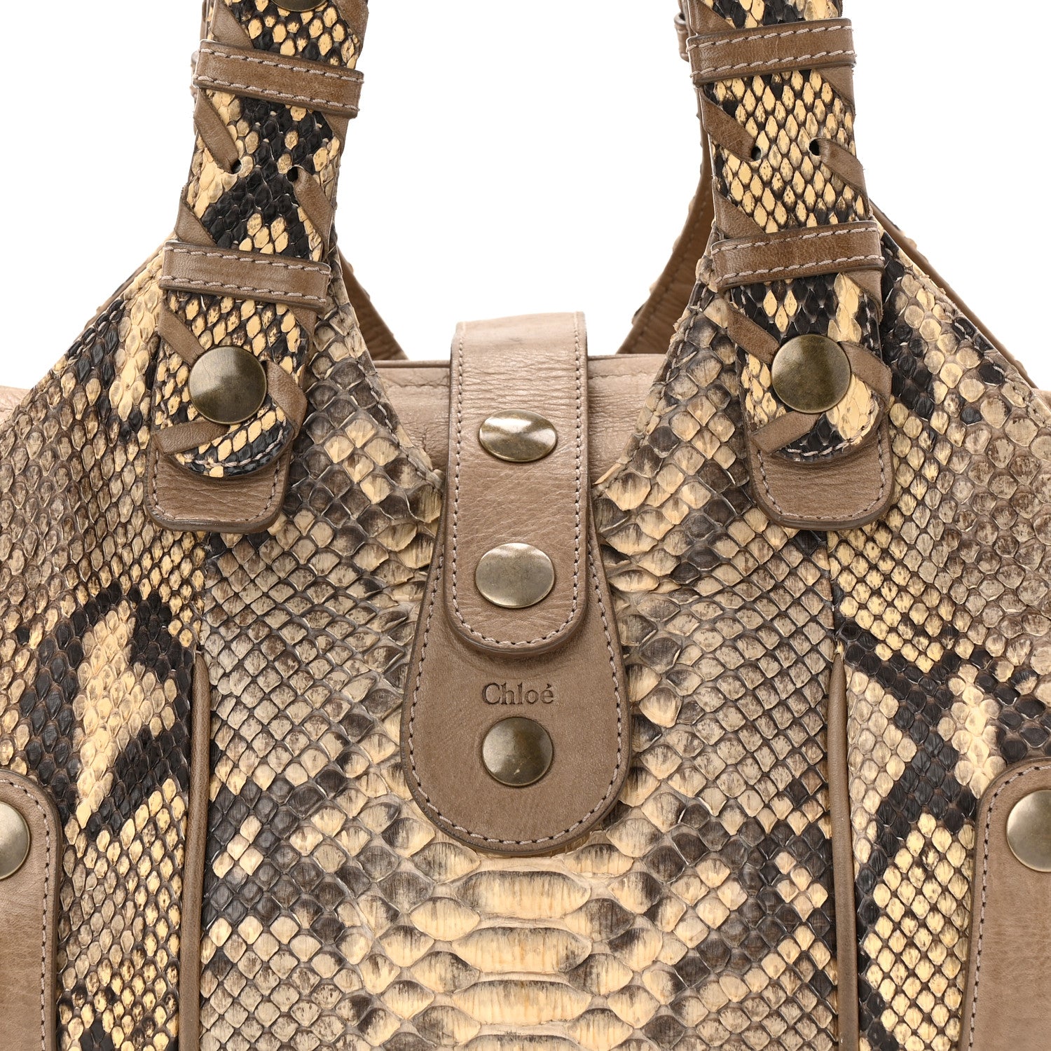 Chloe Snakeskin Calfskin Silverado Shoulder Bag Beige 8 of 14