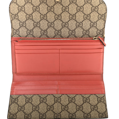 Gucci GG Supreme Monogram Interlocking Continental Flap Wallet Coral 5 of 9