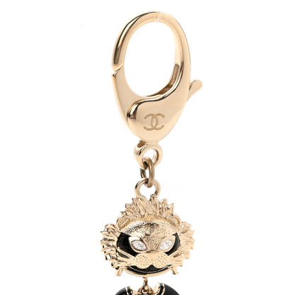 Chanel Crystal Pearl Lion Keychain Black Gold 3 of 3