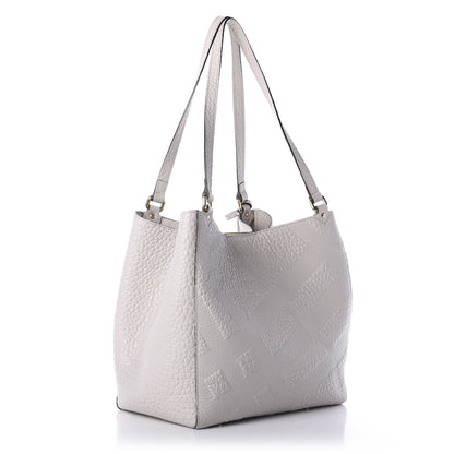 Burberry Signature Grain Calfskin Check Embossed Small Canterbury Tote Stone White 4 of 12