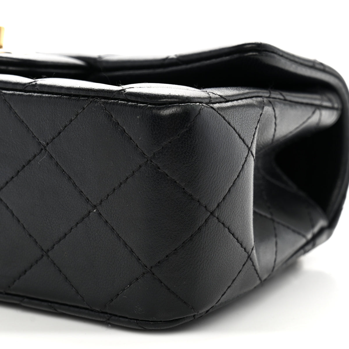 Lambskin Quilted Mini Top Handle Rectangular Flap Black