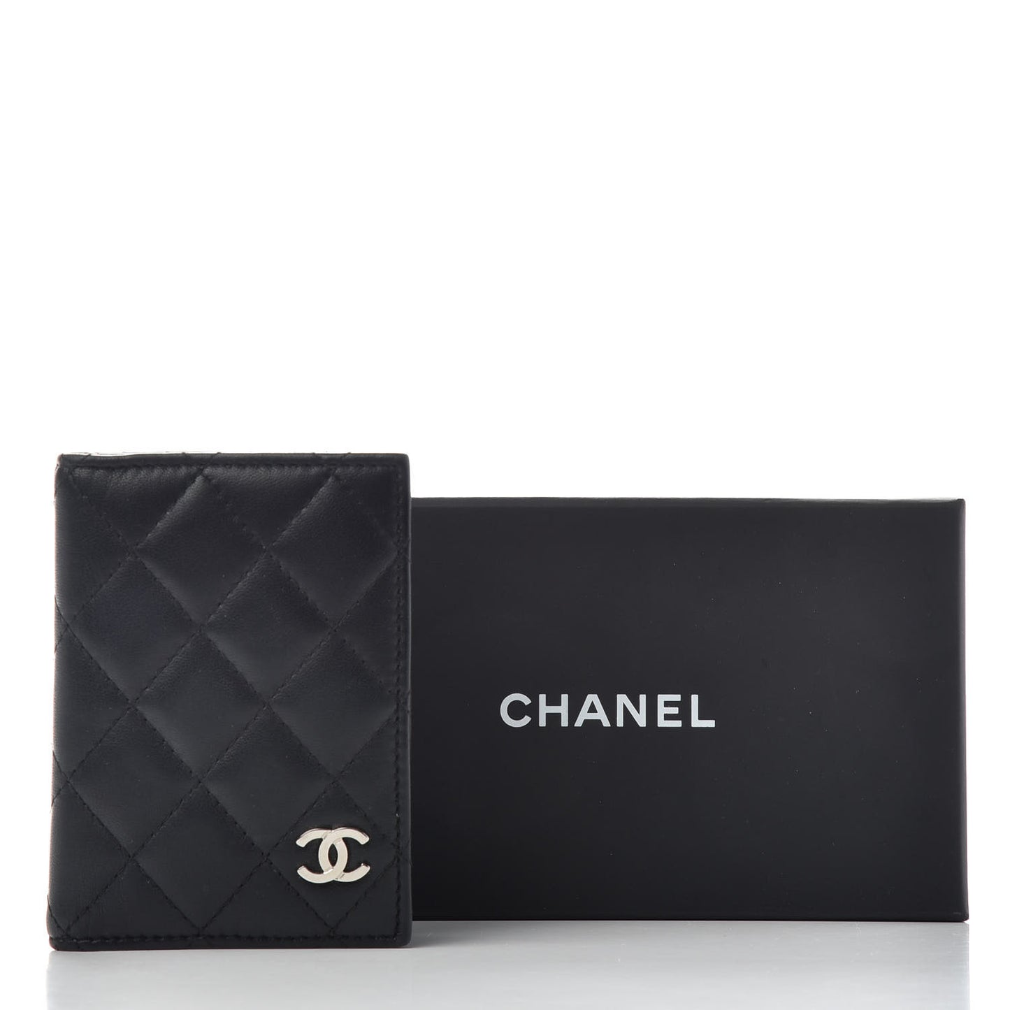 Lambskin Quilted Card Holder Wallet Black