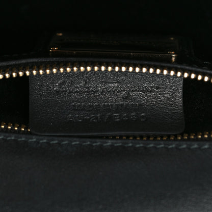 Salvatore Ferragamo Patent Ginny Vara Bow Shoulder Bag Black 7 of 9