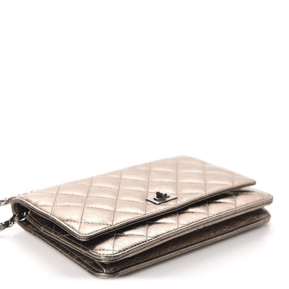 Chanel Metallic Aged Calfskin Quilted Reissue Wallet On Chain WOC Bronze 4 of 12
