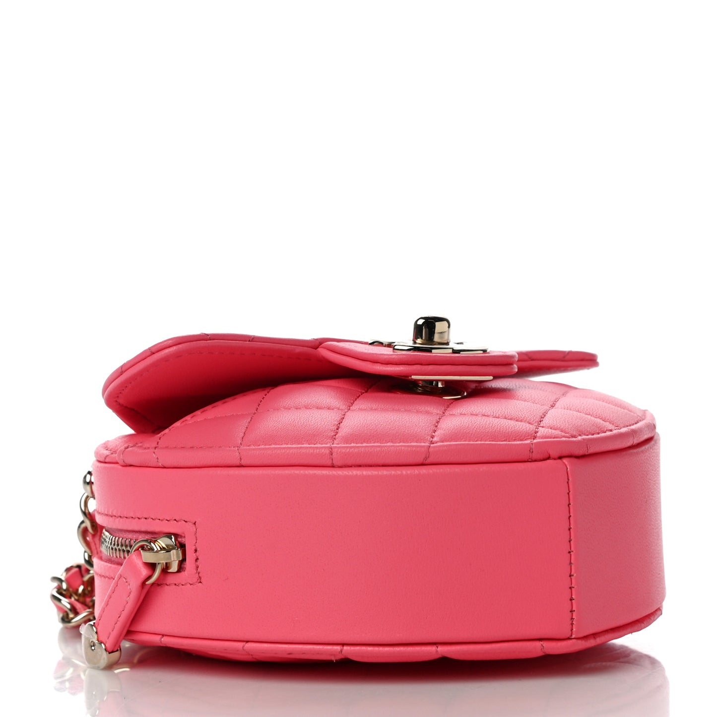 Lambskin Quilted CC In Love Heart Clutch With Chain Pink