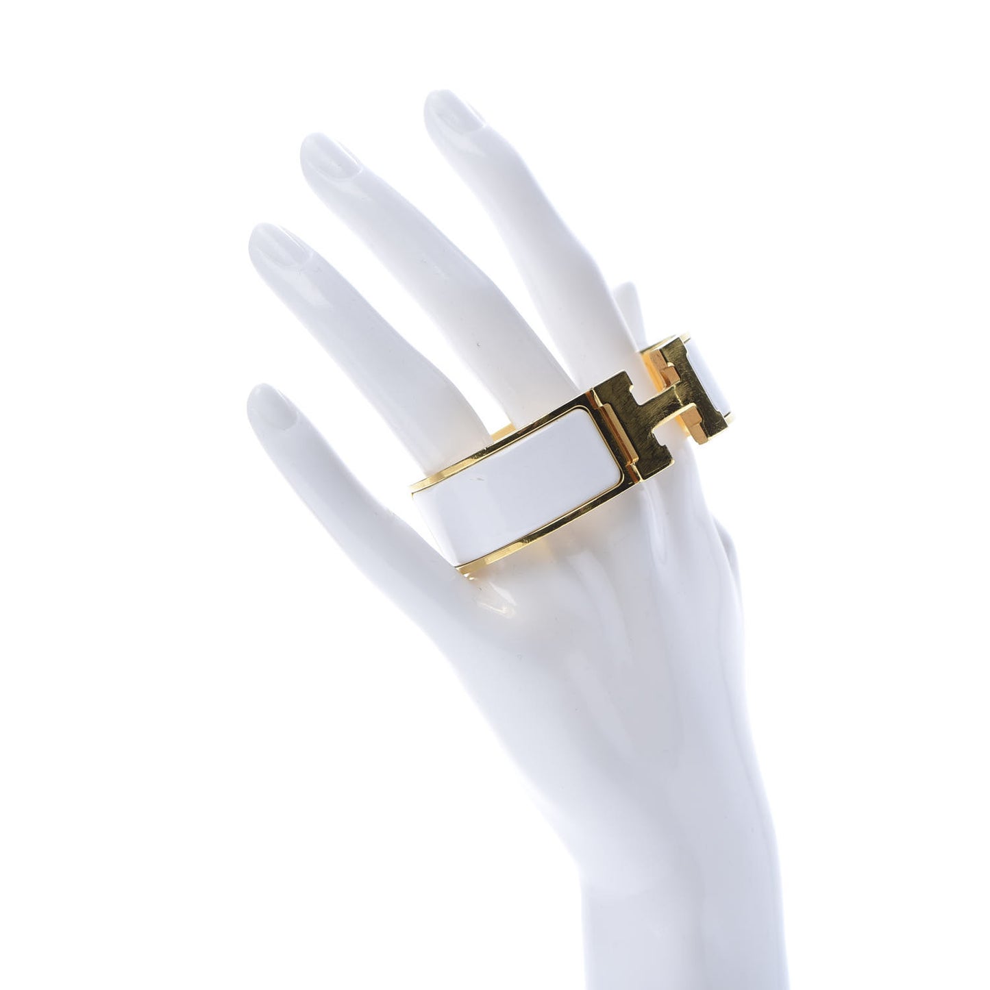 Enamel Wide Clic Clac H Bracelet PM White