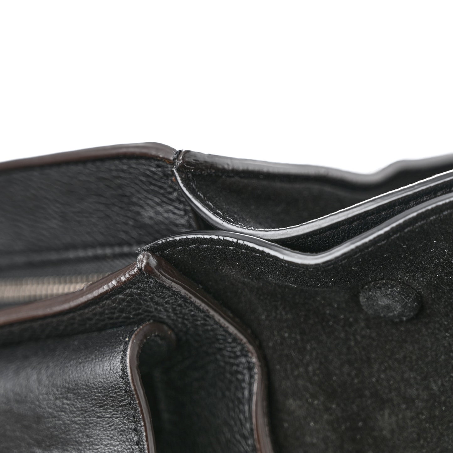 Drummed Calfskin Suede Large Trapeze Black