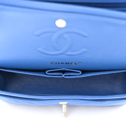 Chanel Lambskin Chevron Quilted Small Double Flap Blue 5 of 10
